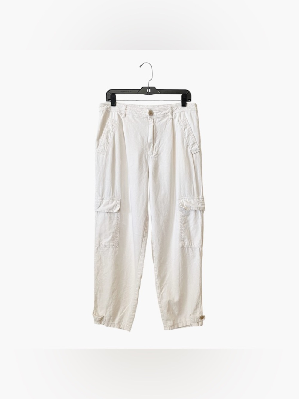 A New Day Linen Blend Pants Women's Size 12 Ivory Wide Leg Trouser High Rise